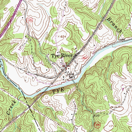 Topographic Map of Tye River, VA