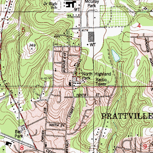 Topographic Map of North Highland Park, AL