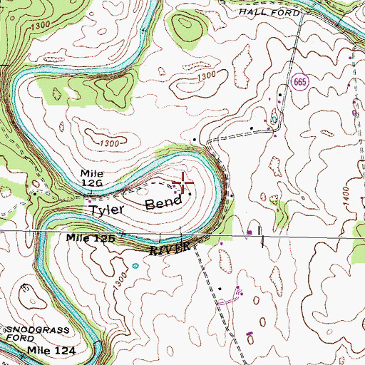Topographic Map of Tyler Bend, VA