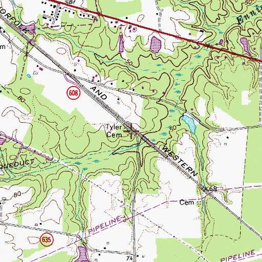 Topographic Map of Tyler Cemetery, VA