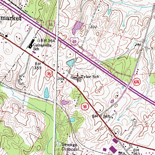 Topographic Map of George G Tyler Elementary School, VA