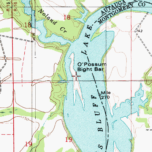Topographic Map of O'Possum Bight Bar, AL