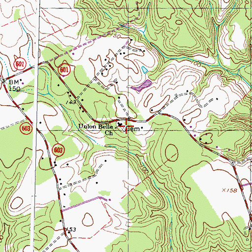 Topographic Map of Union Belle Church, VA