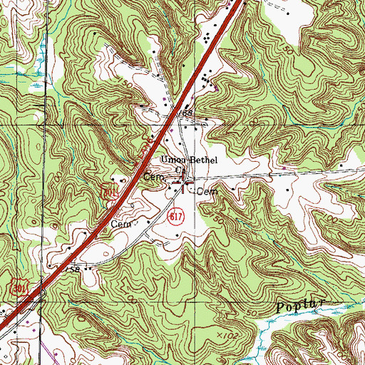 Topographic Map of Union Bethel Church, VA