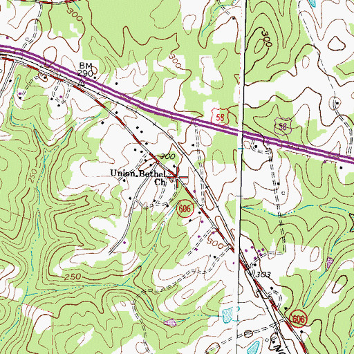 Topographic Map of Union Bethel Church, VA