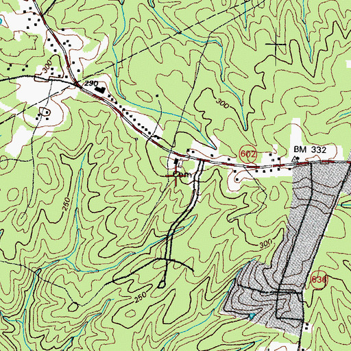 Topographic Map of Union Branch Church, VA