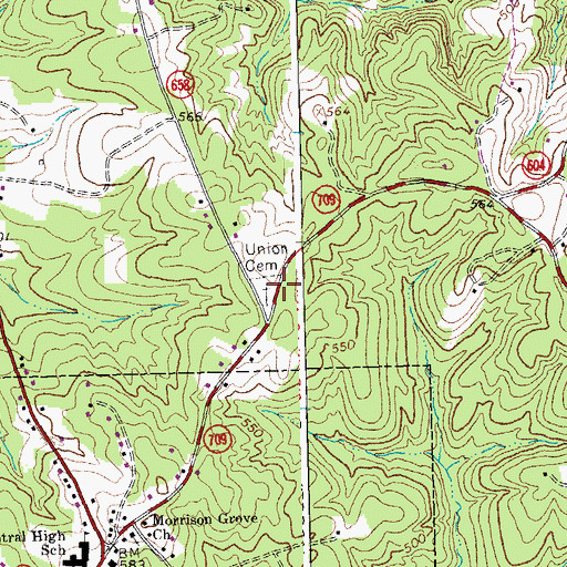Topographic Map of Union Cemetery, VA