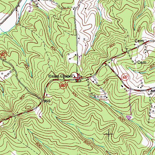 Topographic Map of Union Chapel, VA