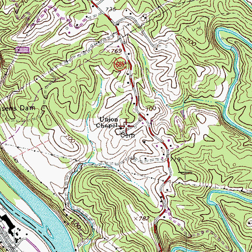 Topographic Map of Union Chapel, VA