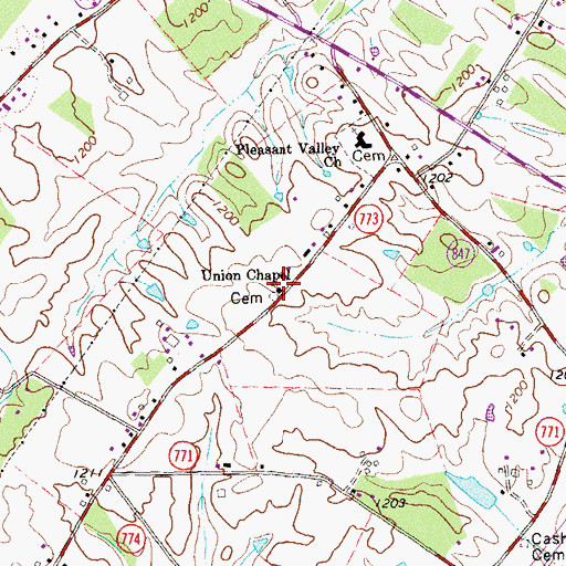Topographic Map of Union Chapel, VA