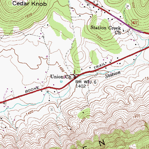 Topographic Map of Union Church, VA