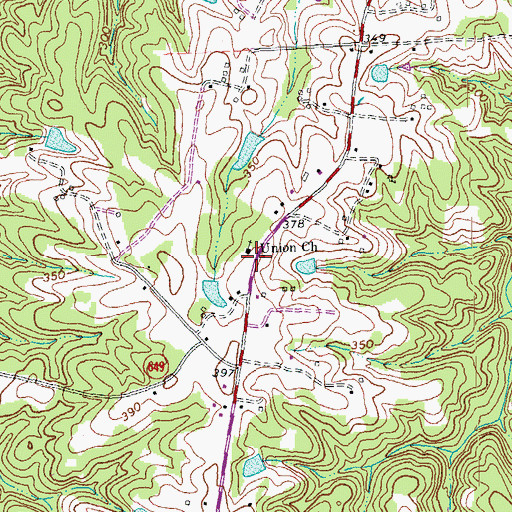 Topographic Map of Union Church, VA