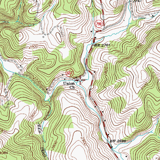 Topographic Map of Union Church, VA