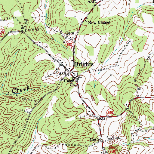 Topographic Map of Union Church, VA