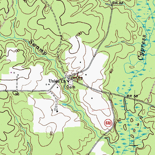 Topographic Map of Union Church, VA