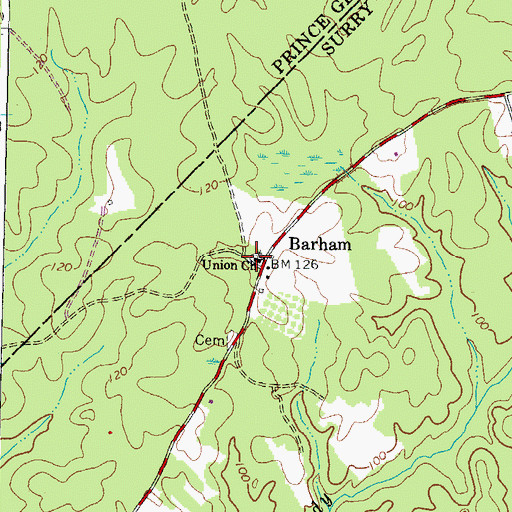 Topographic Map of Union Church, VA