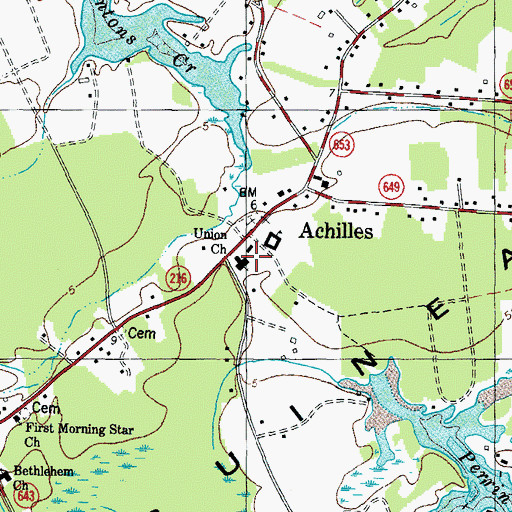 Topographic Map of Union Church, VA