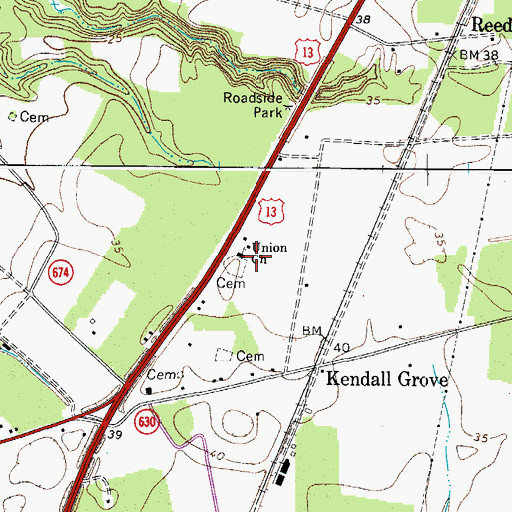 Topographic Map of Union Church, VA