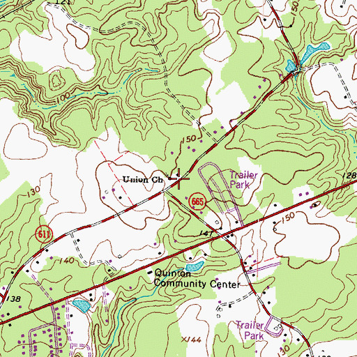 Topographic Map of Union Church, VA