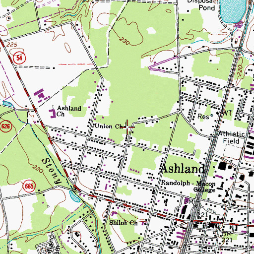 Topographic Map of Union Church, VA