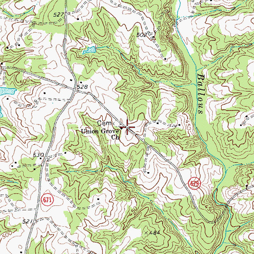 Topographic Map of Union Grove Church, VA