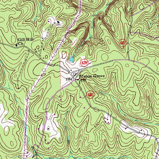 Topographic Map of Union Grove Church, VA
