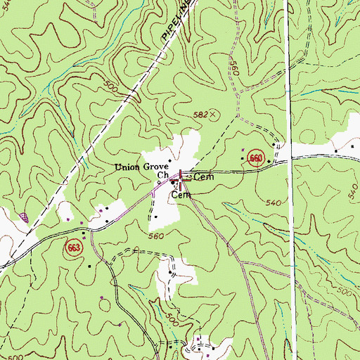 Topographic Map of Union Grove Church, VA