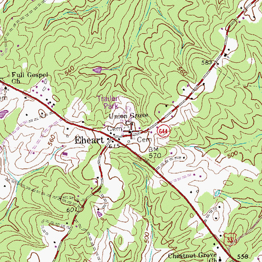 Topographic Map of Union Grove Church, VA