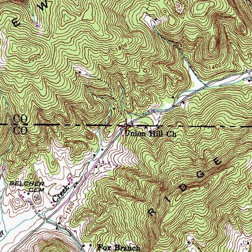 Topographic Map of Union Hill Church, VA
