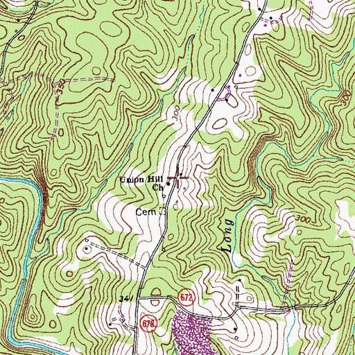 Topographic Map of Union Hill Church, VA