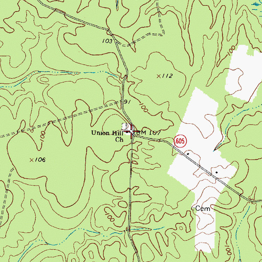 Topographic Map of Union Hill Church, VA