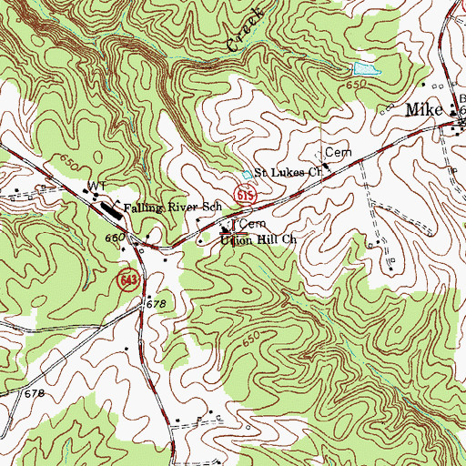 Topographic Map of Union Hill Church, VA