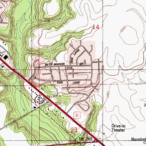 Topographic Map of Overlook, AL