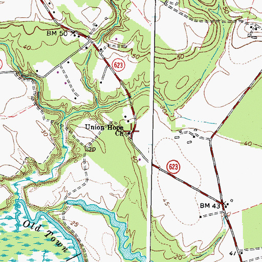 Topographic Map of Union Hope Church, VA
