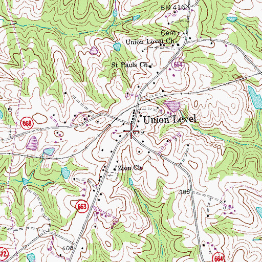 Topographic Map of Union Level, VA