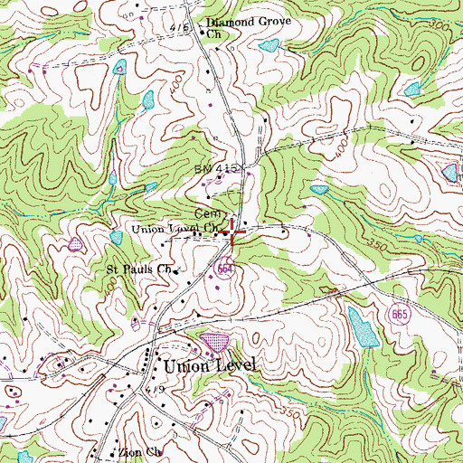 Topographic Map of Union Level Church, VA