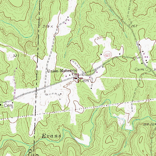 Topographic Map of Union Meherrin Church, VA