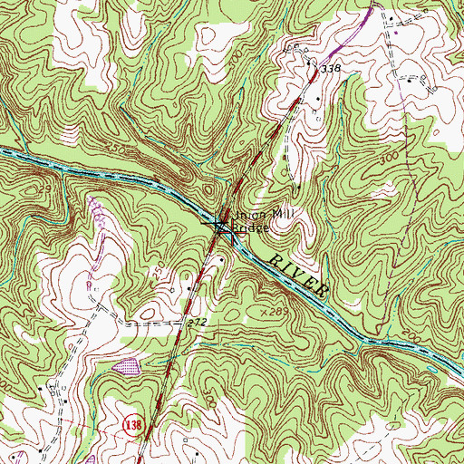 Topographic Map of Union Mill Bridge, VA