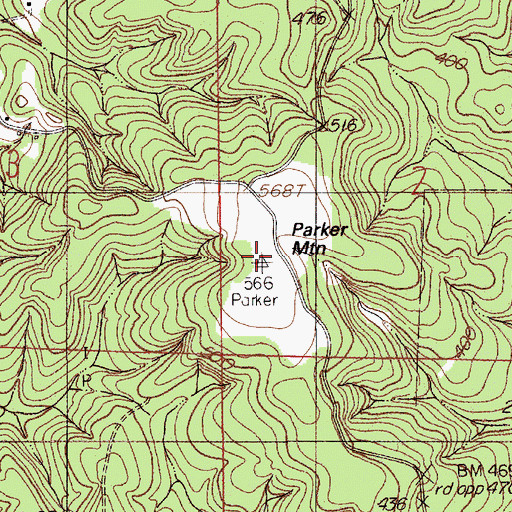 Topographic Map of Parker Mountain, AL