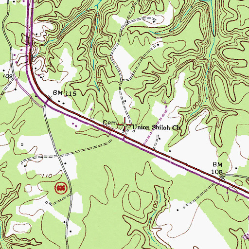 Topographic Map of Union Shiloh Church, VA