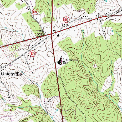 Topographic Map of Unionville Elementary School, VA