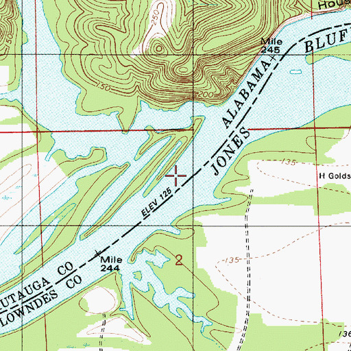 Topographic Map of Pauline Bar, AL