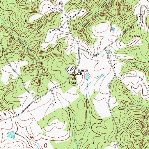 Topographic Map of Unity Church, VA