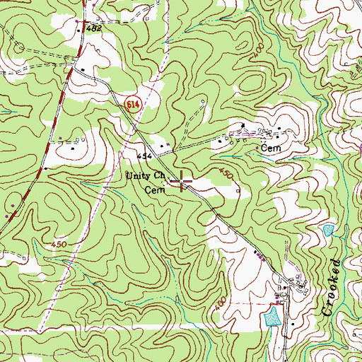 Topographic Map of Unity Church, VA