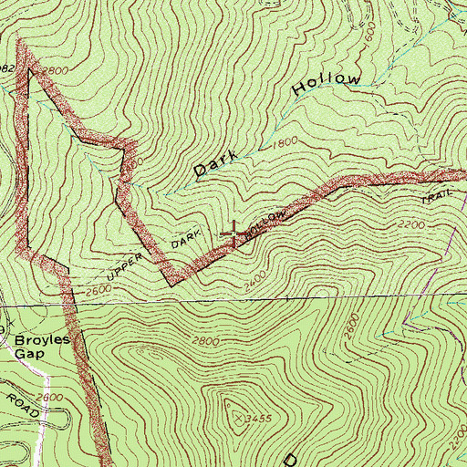 Topographic Map of Upper Dark Hollow Trail, VA
