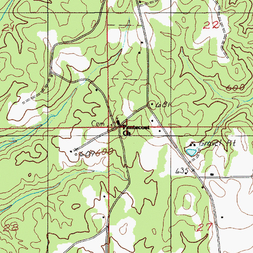 Topographic Map of Pentecost Church, AL