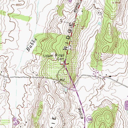 Topographic Map of Upper Ridge Cemetery, VA