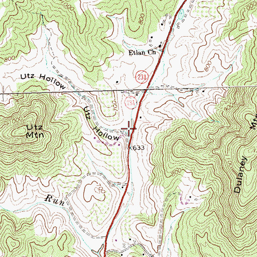 Topographic Map of Utz Hollow, VA