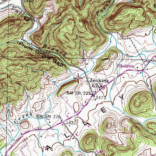 Topographic Map of Valley Branch, VA