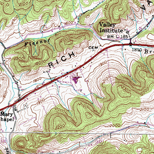 Topographic Map of Valley Institute Elementary School, VA